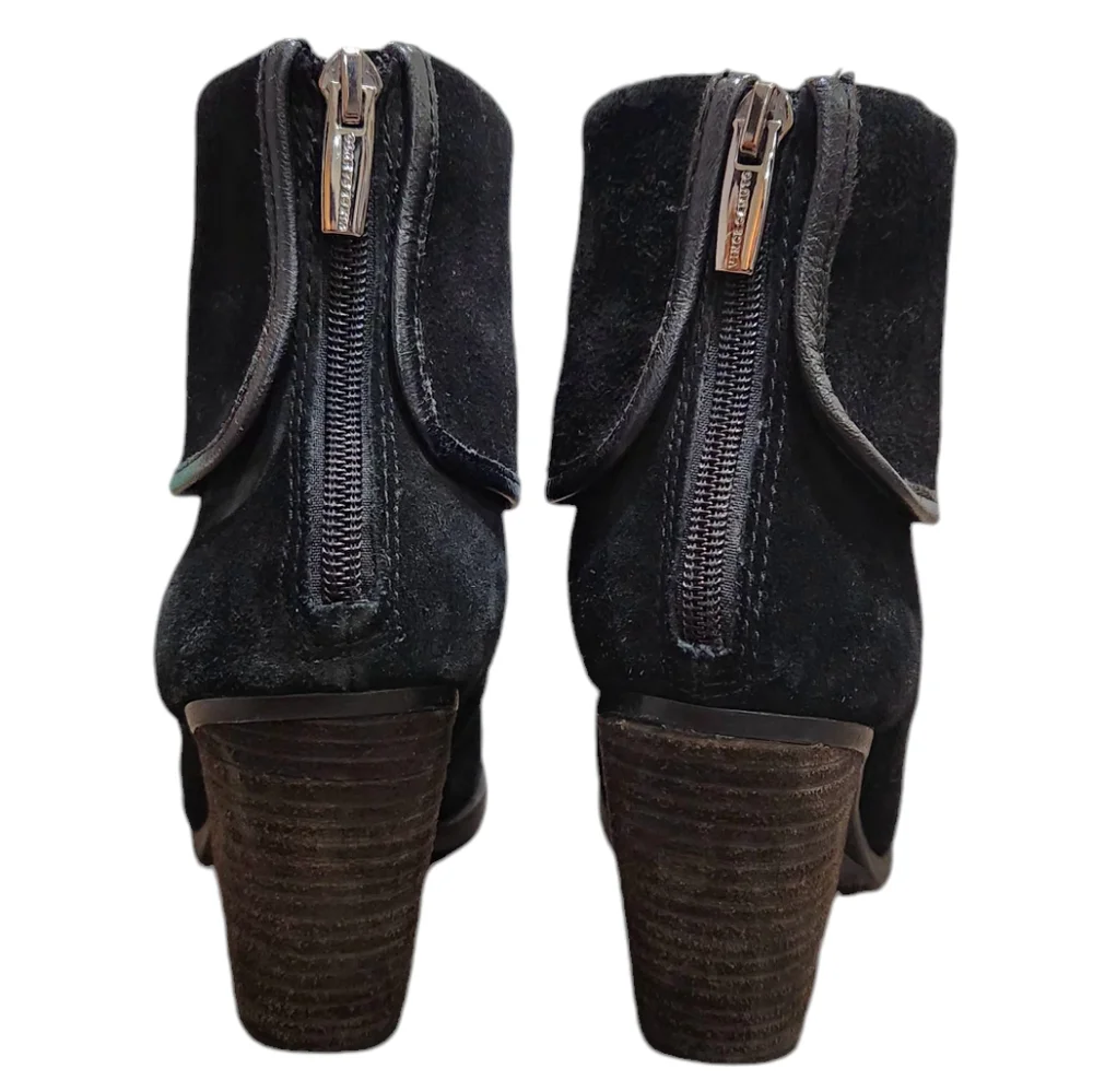 Vince Camuto Hamilton Black Suede Leather Block Heel Ankle Boots Booties